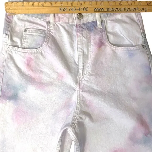 Isabel Marant Étoile Tie-Dye High Waisted Jeans Denim Pastel Cotton Batik - Picture 13 of 16